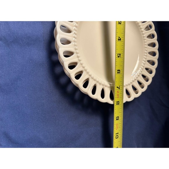 Godinger 8" Cream Lace Reticulated Salad Plates Set 2 Ceramic Cottage Farmhouse - Picture 4 of 8